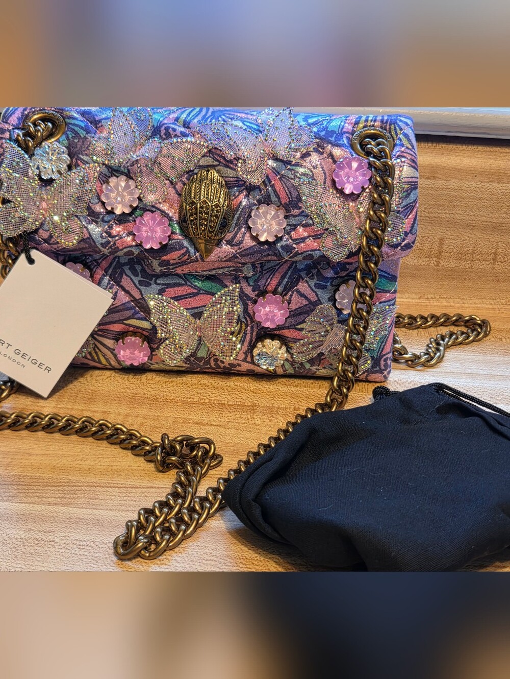 Kurt Geiger NWT Butterfly Kensington W/3D Butterflies & Dustbag
